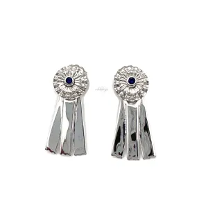 Blue Ribbon Earrings, Sterling Silver