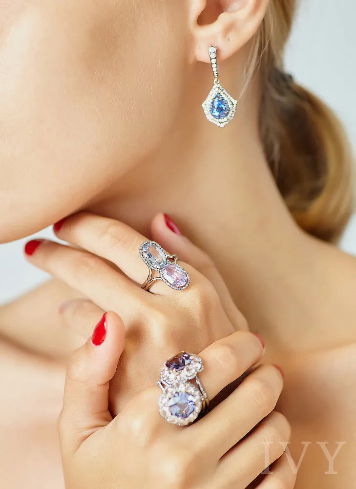 Blue Sapphire and Diamond Earrings