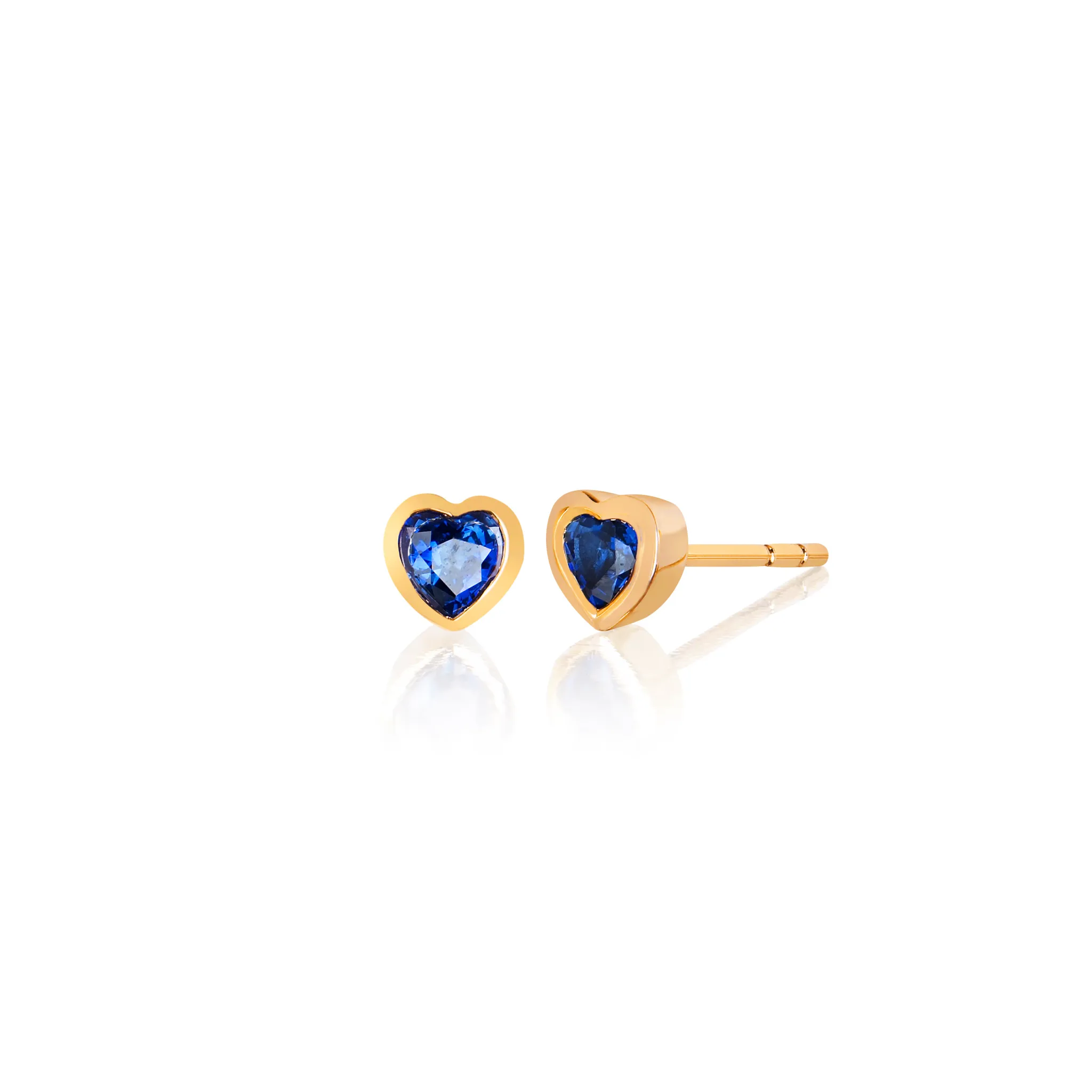 Blue Sapphire Heart Studs