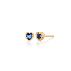 Blue Sapphire Heart Studs