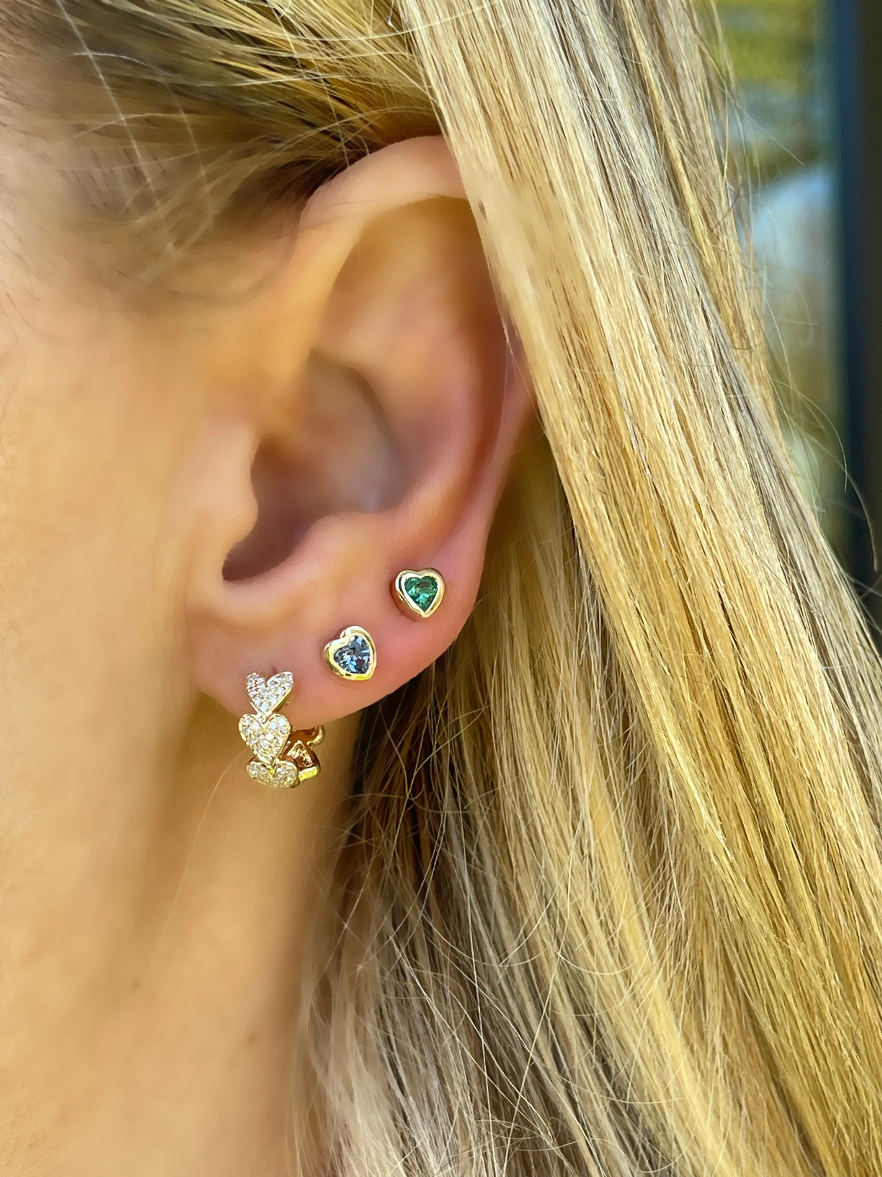 Blue Sapphire Heart Studs