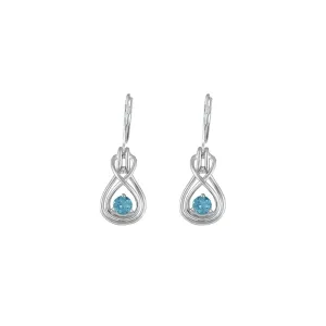 Blue Topaz Dangle Earrings - Blue Topaz and Diamond Earrings in Silver