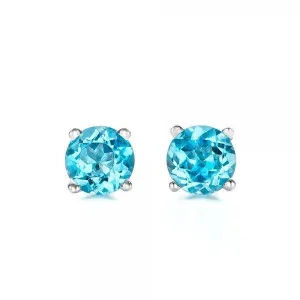 Blue topaz earrings studs 1/2 carat