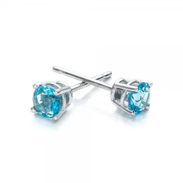Blue topaz earrings studs 1/2 carat