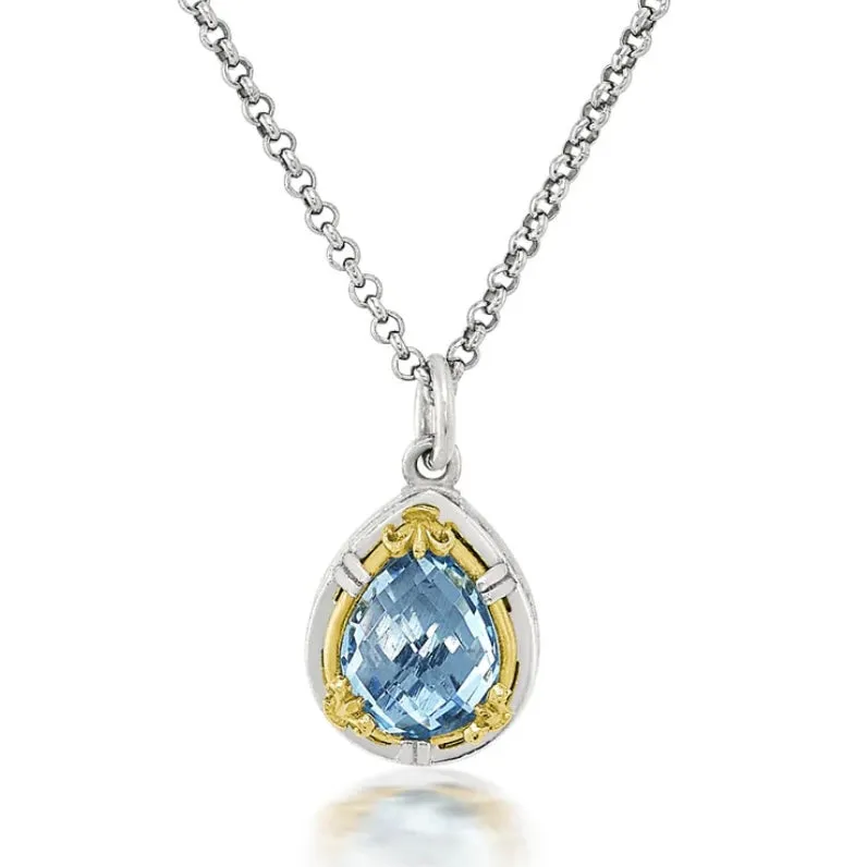 Blue Topaz Elegance: Two-Tone Sterling & Gold Vermeil Jewelry Set