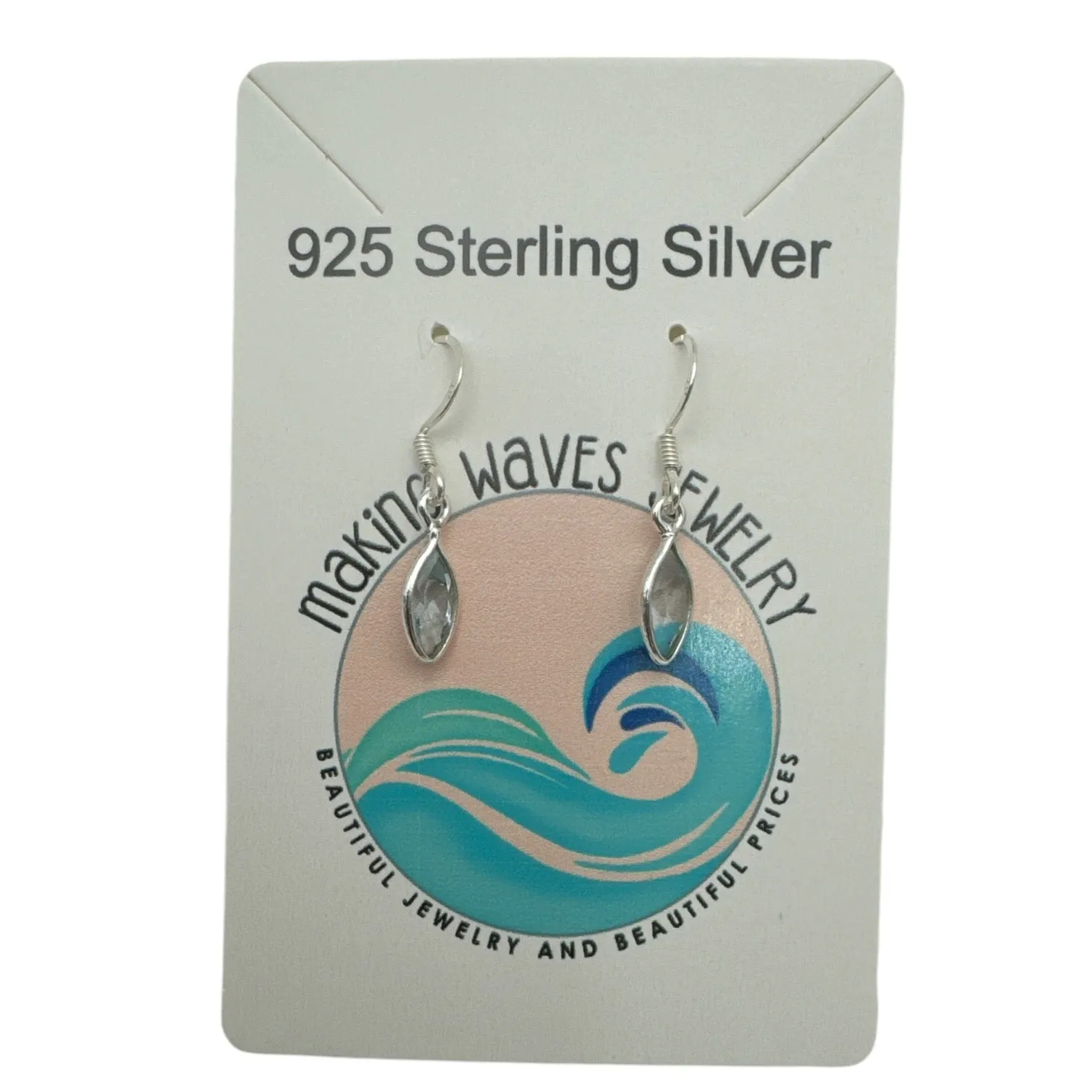 Blue Topaz Solid 925 Sterling Silver Earrings