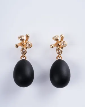 bossom obsidian drop with gold filled post