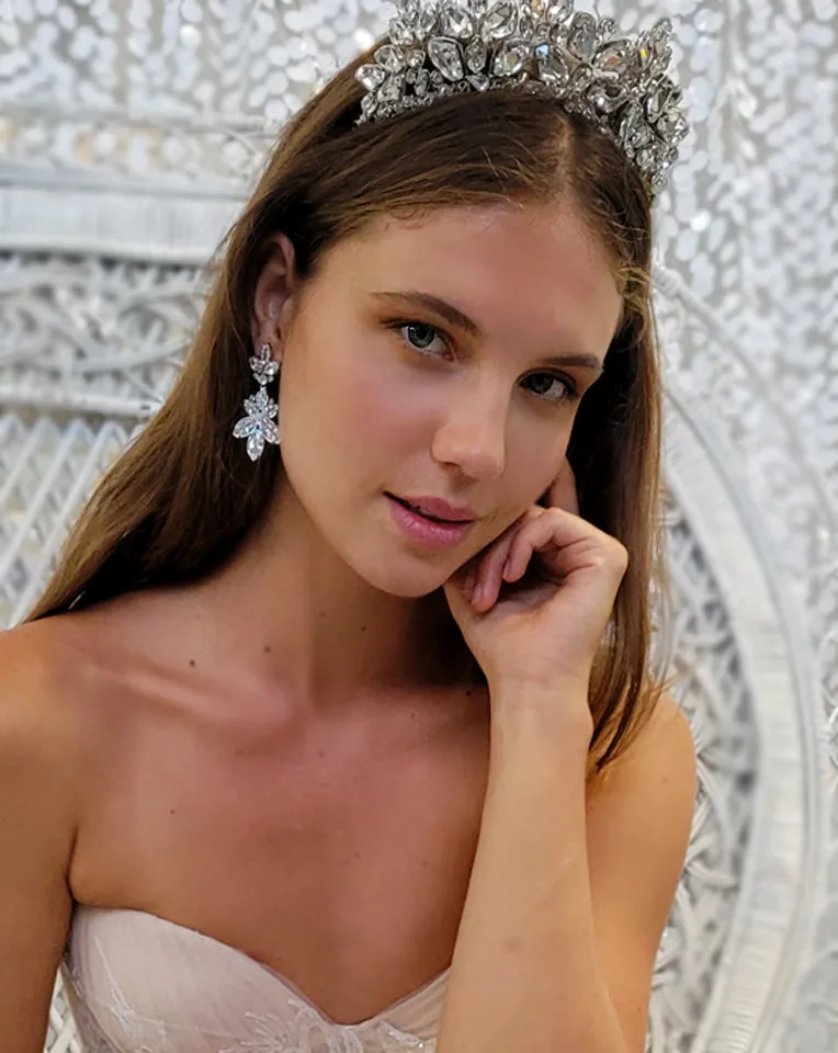 Bridal earrings - stunner crystal star flower - Jayda by Johnny b at Kezani