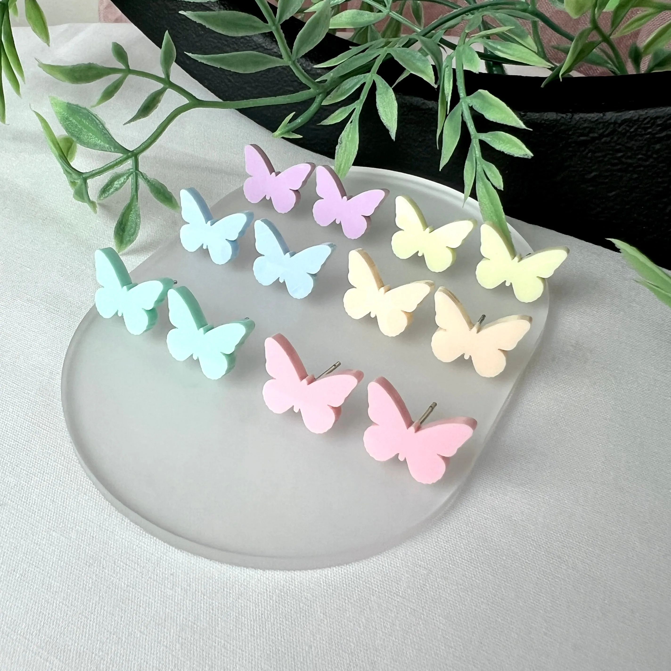 Butterfly Stud Earrings Pastel Colors