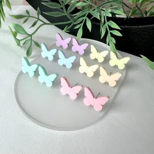 Butterfly Stud Earrings Pastel Colors