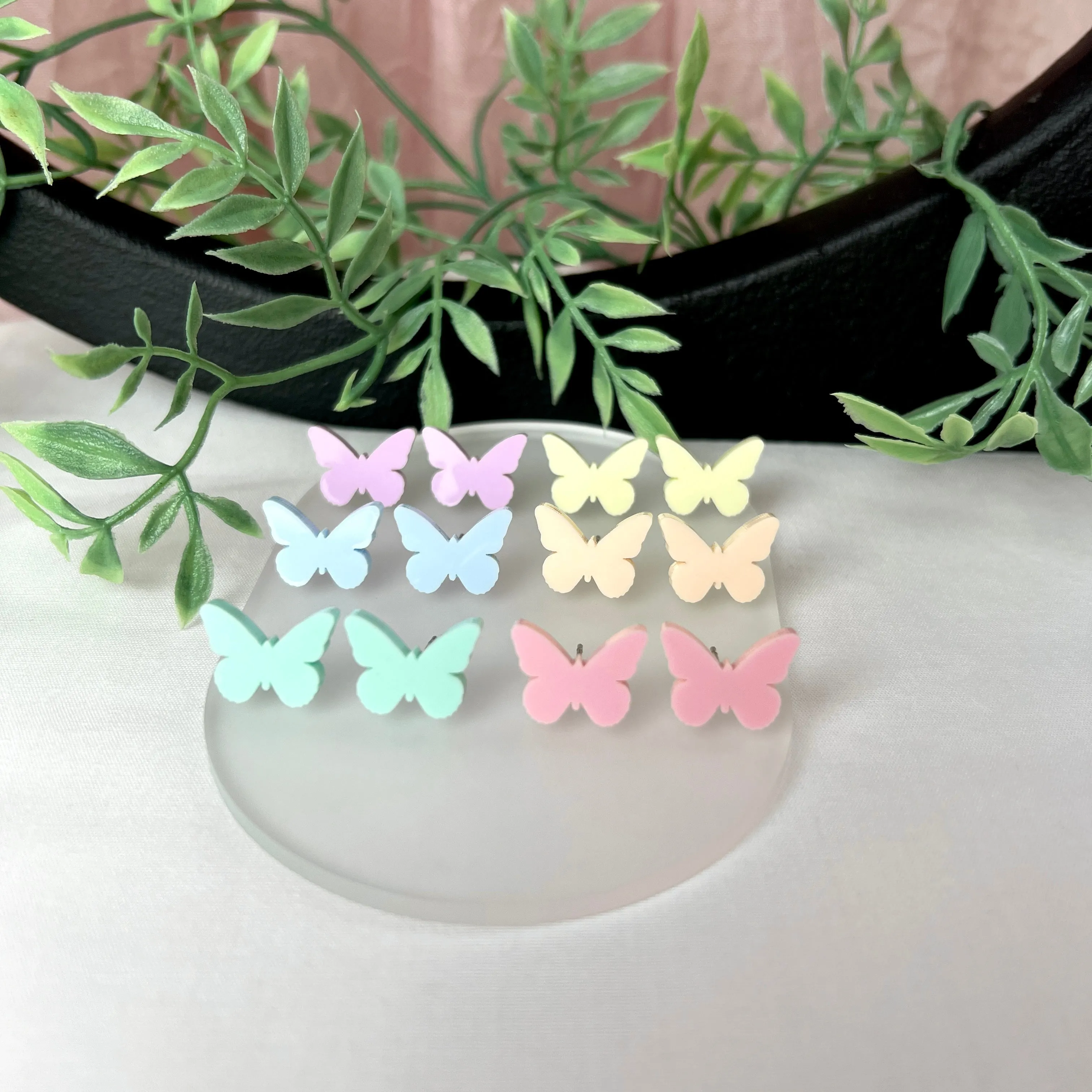 Butterfly Stud Earrings Pastel Colors