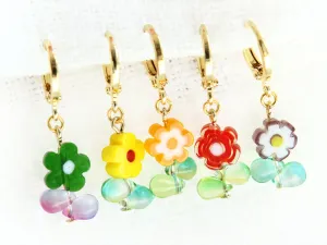 Candy Flower Gold Huggie Hoop Earrings