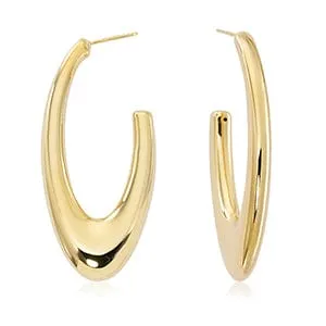 Carla 14k Yellow Gold Large Puff Hoop Earrings