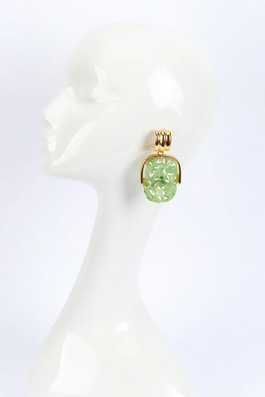 Carved Jade Drop Earrings