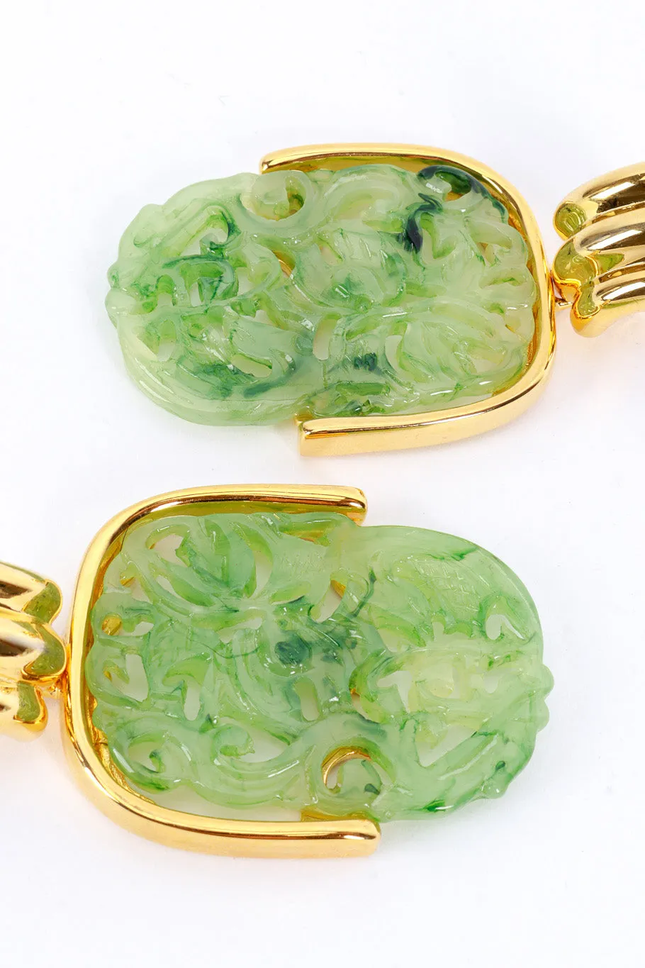 Carved Jade Drop Earrings