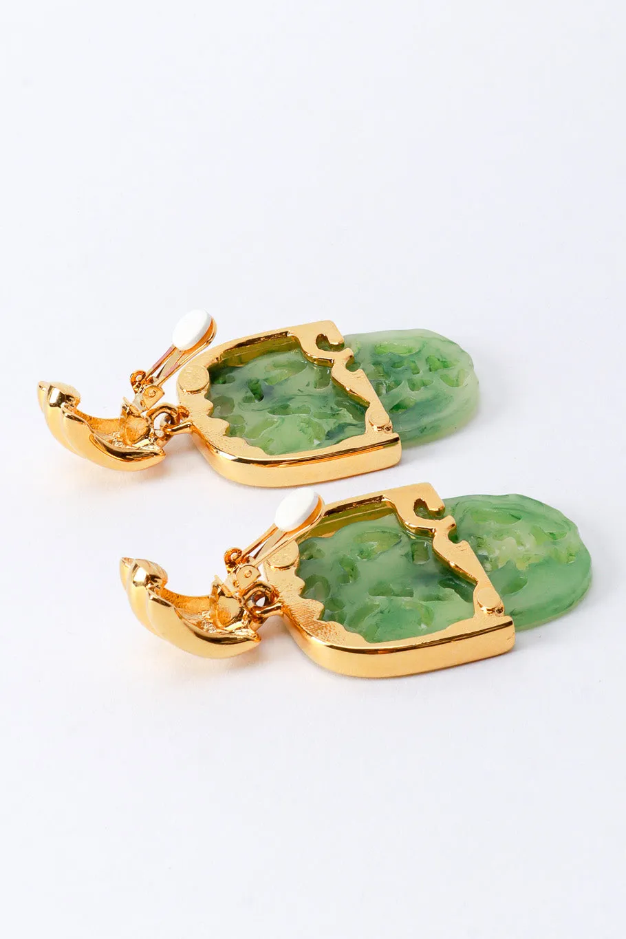Carved Jade Drop Earrings