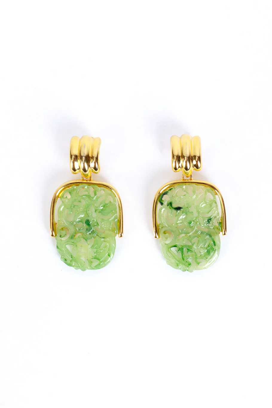Carved Jade Drop Earrings
