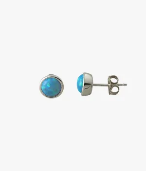 Cased Blue Czelline Opal Round Studs