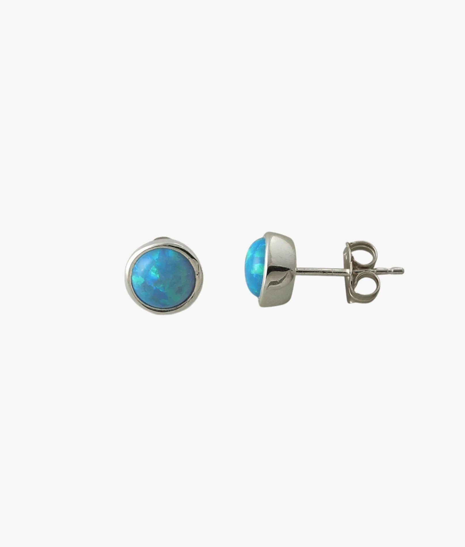 Cased Blue Czelline Opal Round Studs