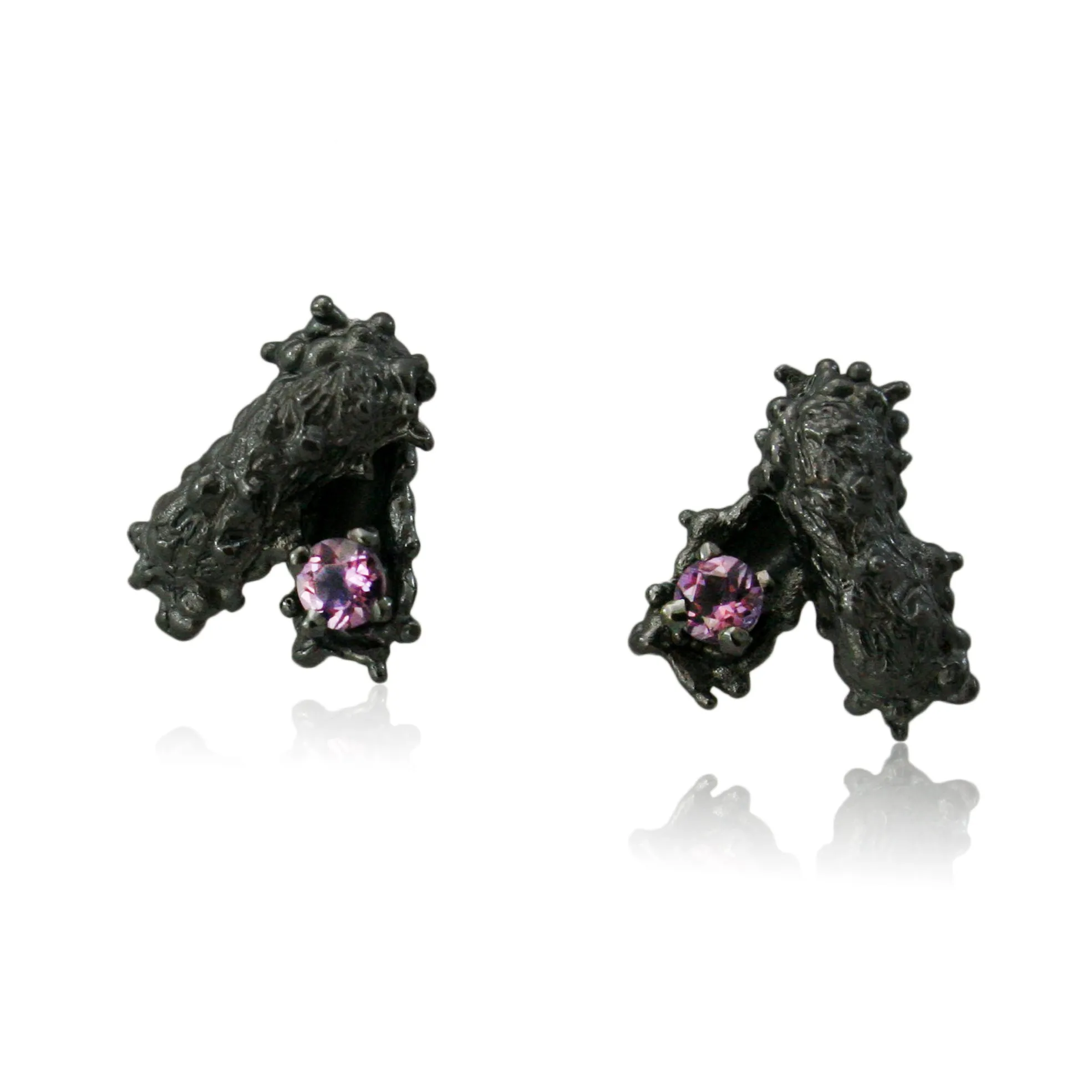 Caterpillar double earrings with Amethyst