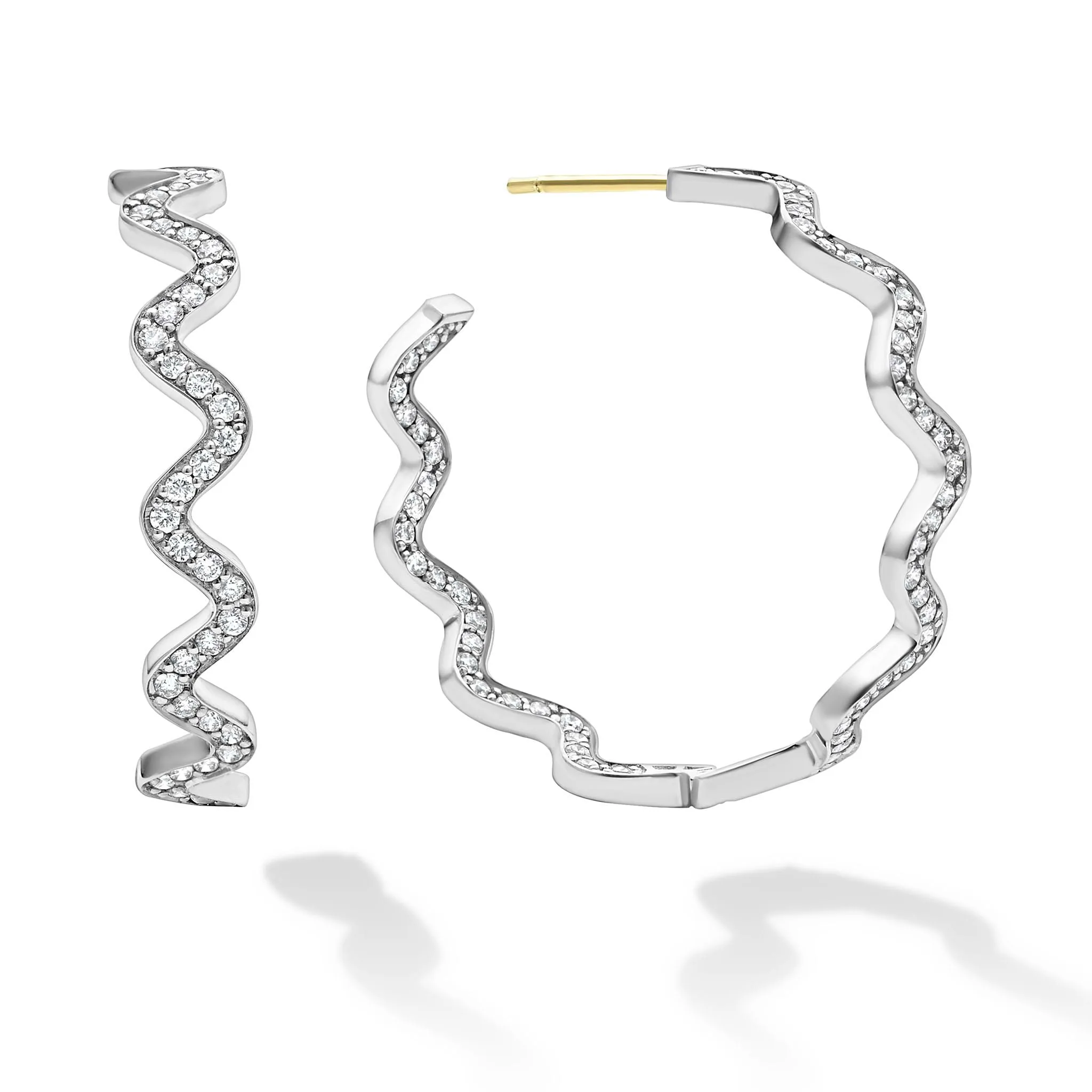 Caviar Spark Large Wave Diamond Hoop Earrings