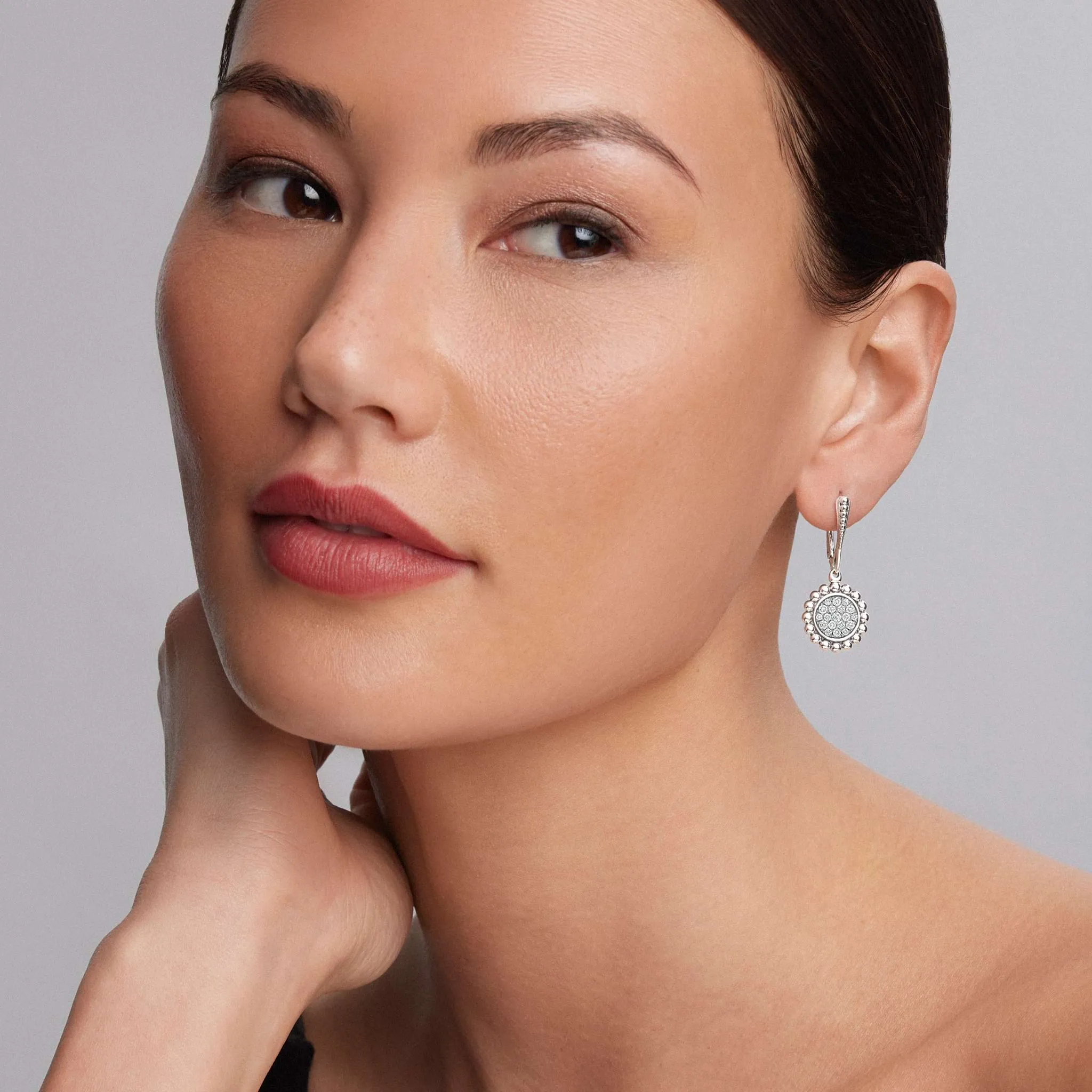 Caviar Spark Small Caviar Circle Diamond Drop Earrings