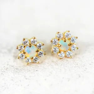 'Celestia' Crystal Opal Earrings Gold Plated Silver