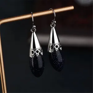 Celestine & Silver-Plated Drop Earrings