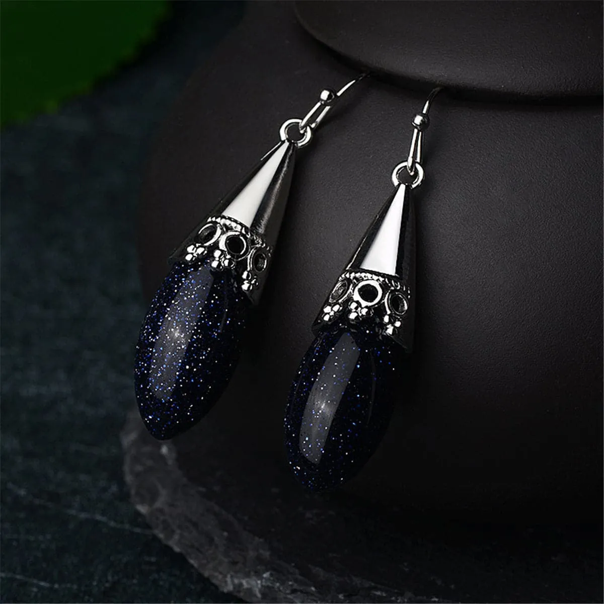 Celestine & Silver-Plated Drop Earrings