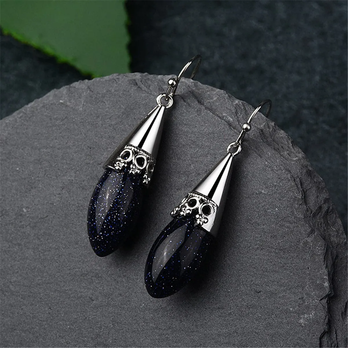 Celestine & Silver-Plated Drop Earrings