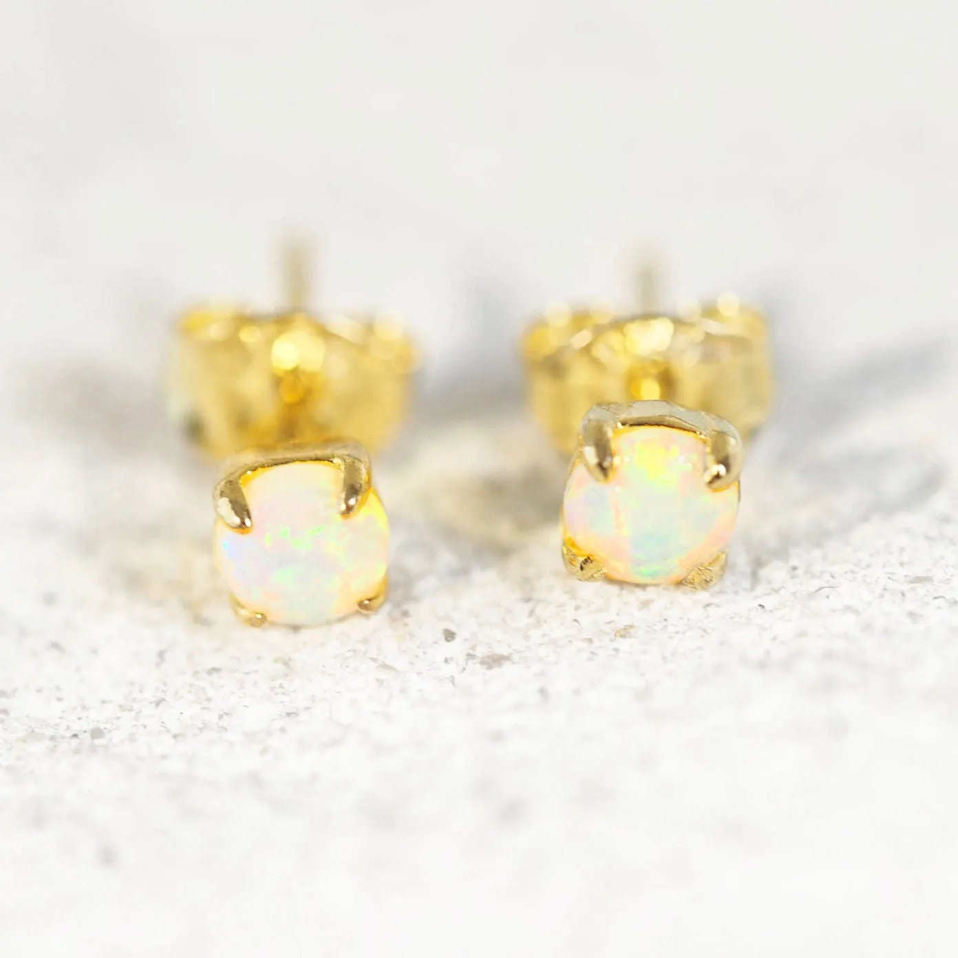 'Celia Mini' Crystal Opal Earrings Gold Plated Silver