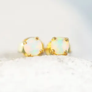 'Celia Mini' Crystal Opal Earrings Gold Plated Silver