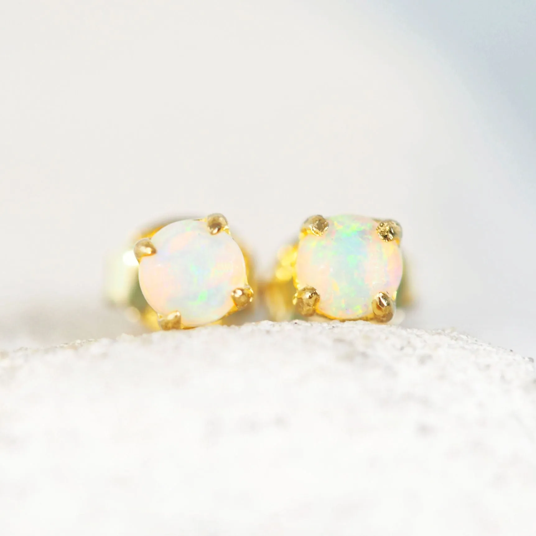 'Celia Mini' Crystal Opal Earrings Gold Plated Silver