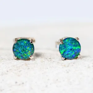 'Celia' Triplet Opal Earrings Silver