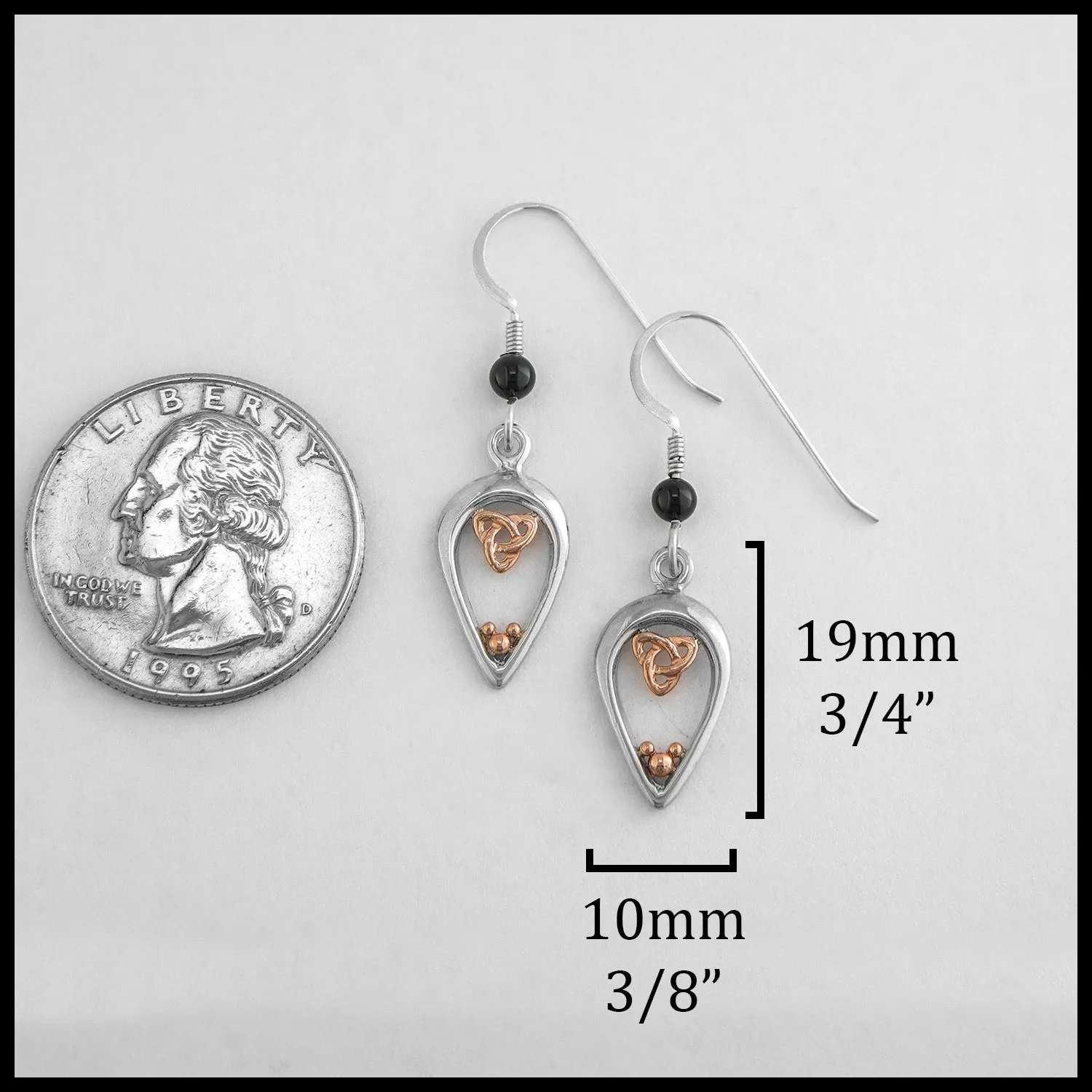 Celtic Frame Drop Earrings with Onyx