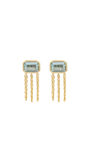 Chain Back Aquamarine Studs