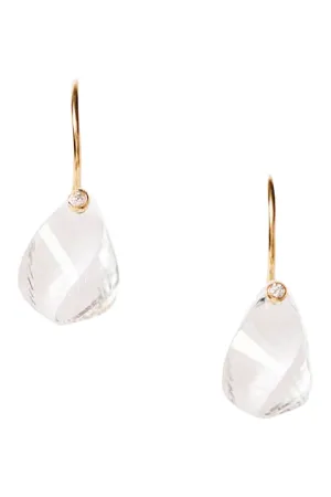Chan Luu 14k Coronet Earrings in Clear Quartz