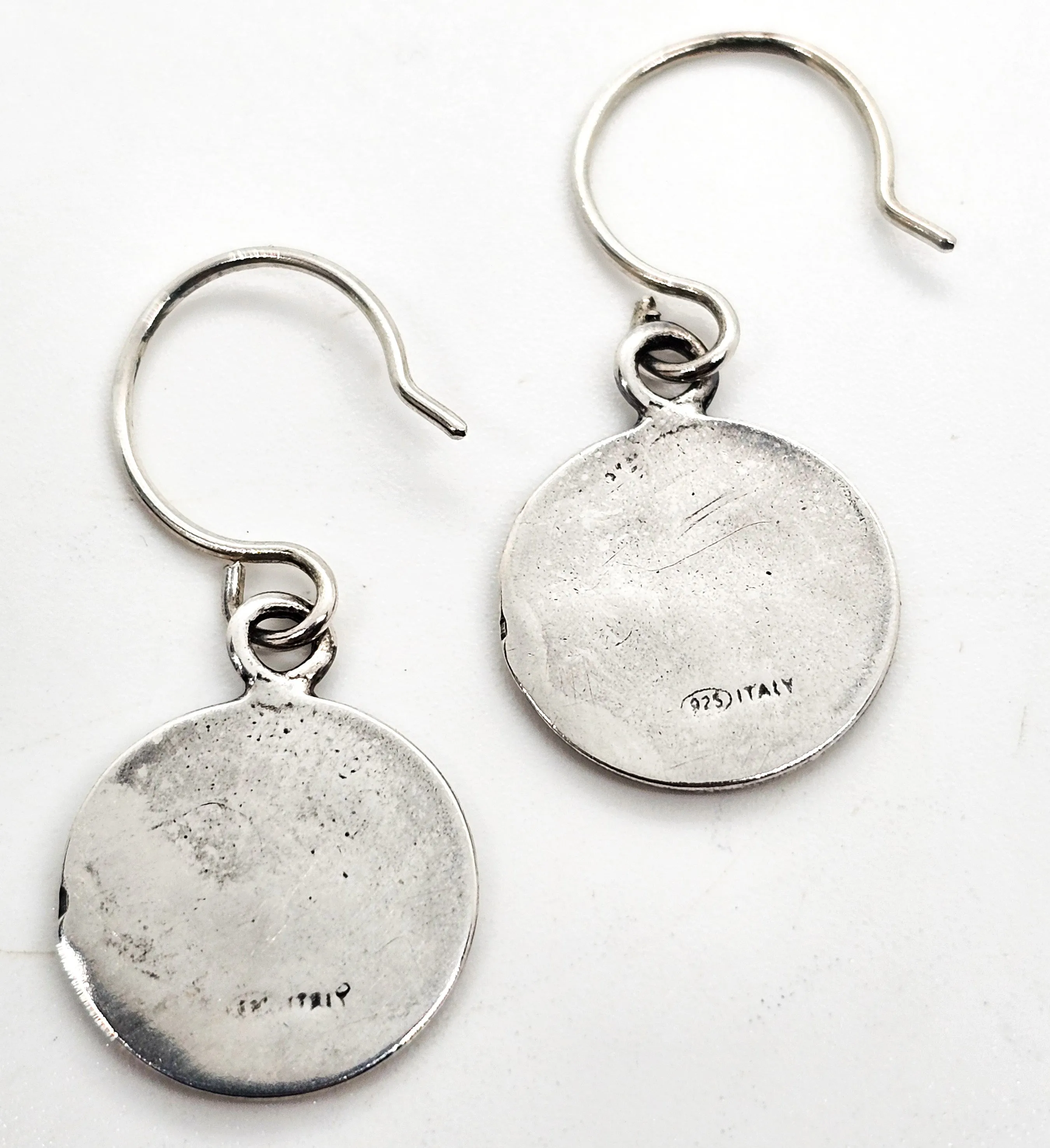 Cherub Angel Love Putto Italian sterling silver drop medallion earrings