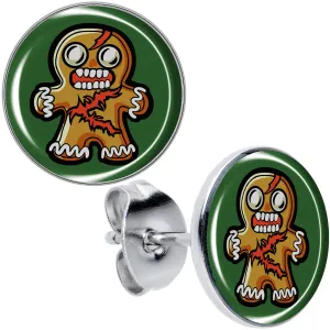Christmas Holiday Zombie Gingergread Man Stud Earrings