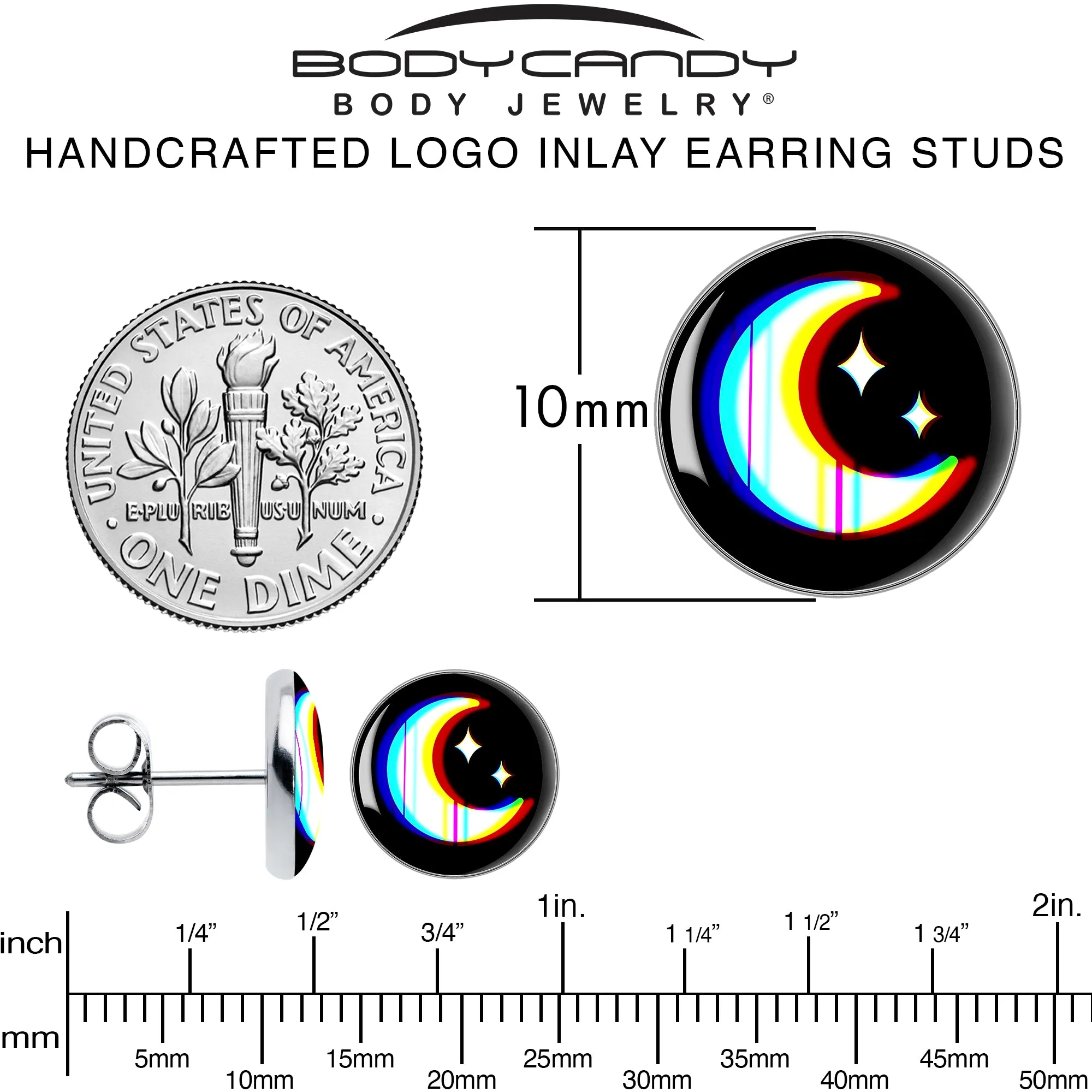 Chromatic Moon Stud Earrings