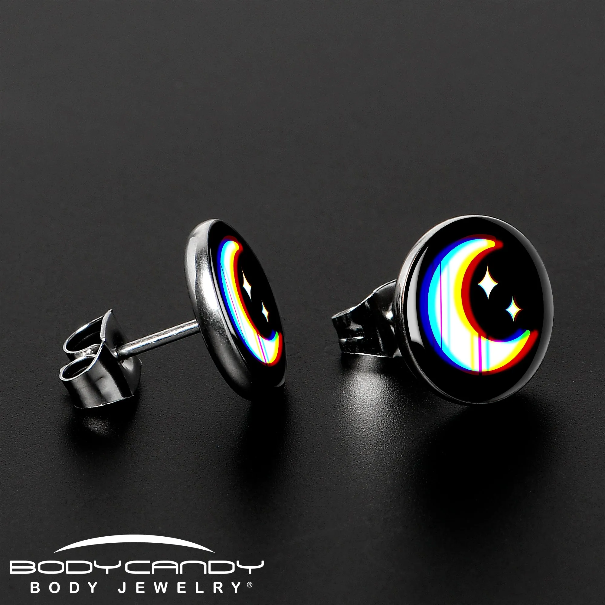 Chromatic Moon Stud Earrings