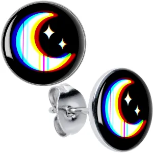 Chromatic Moon Stud Earrings