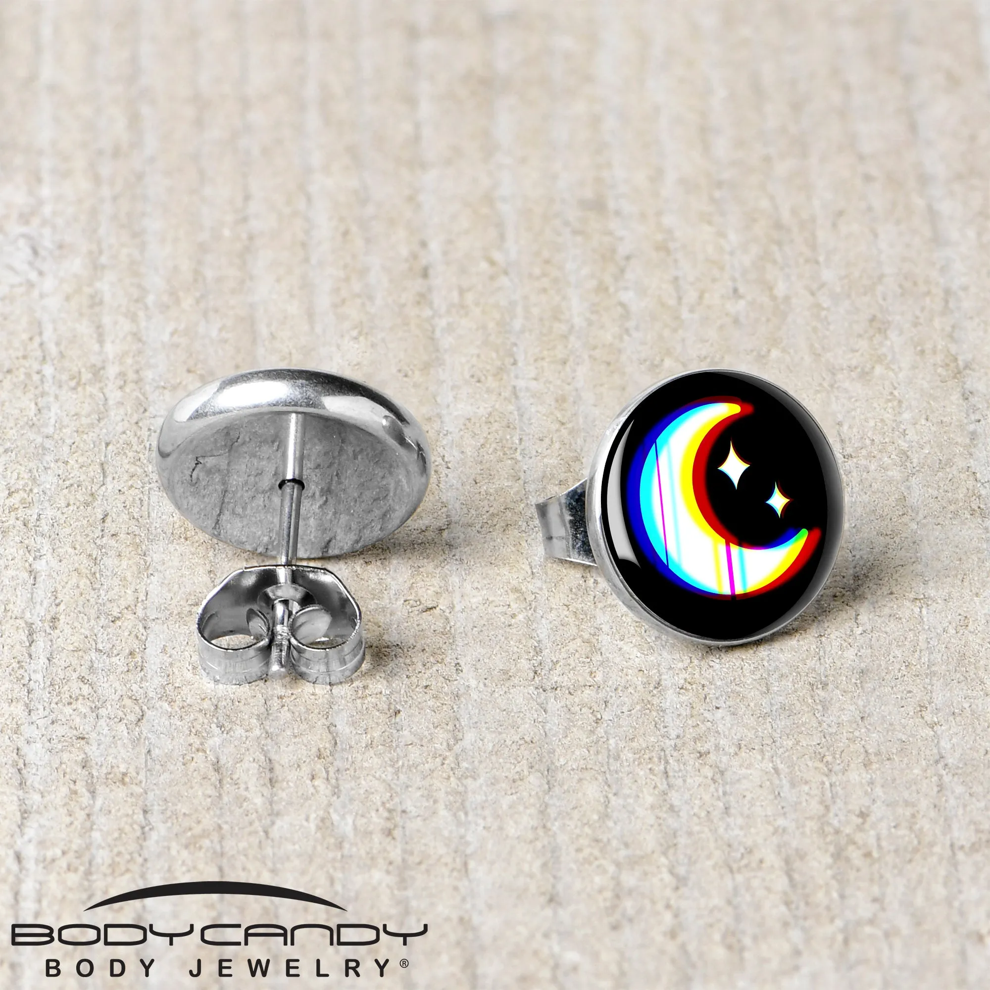 Chromatic Moon Stud Earrings