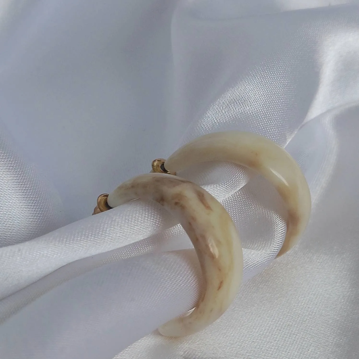Chunky Beige Resin Hoop Earrings - Resin Earrings, Chunky Hoop Earrings, Thick Resin Earrings, Earrings In The UK, Hoop Earrings In The UK