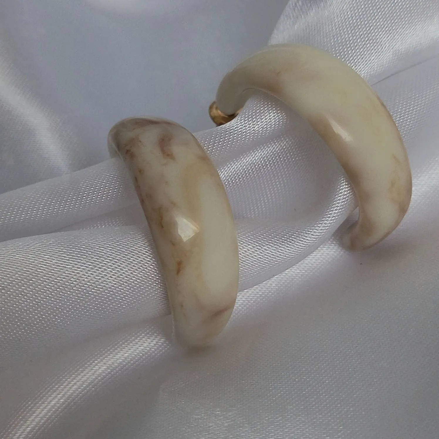 Chunky Beige Resin Hoop Earrings - Resin Earrings, Chunky Hoop Earrings, Thick Resin Earrings, Earrings In The UK, Hoop Earrings In The UK