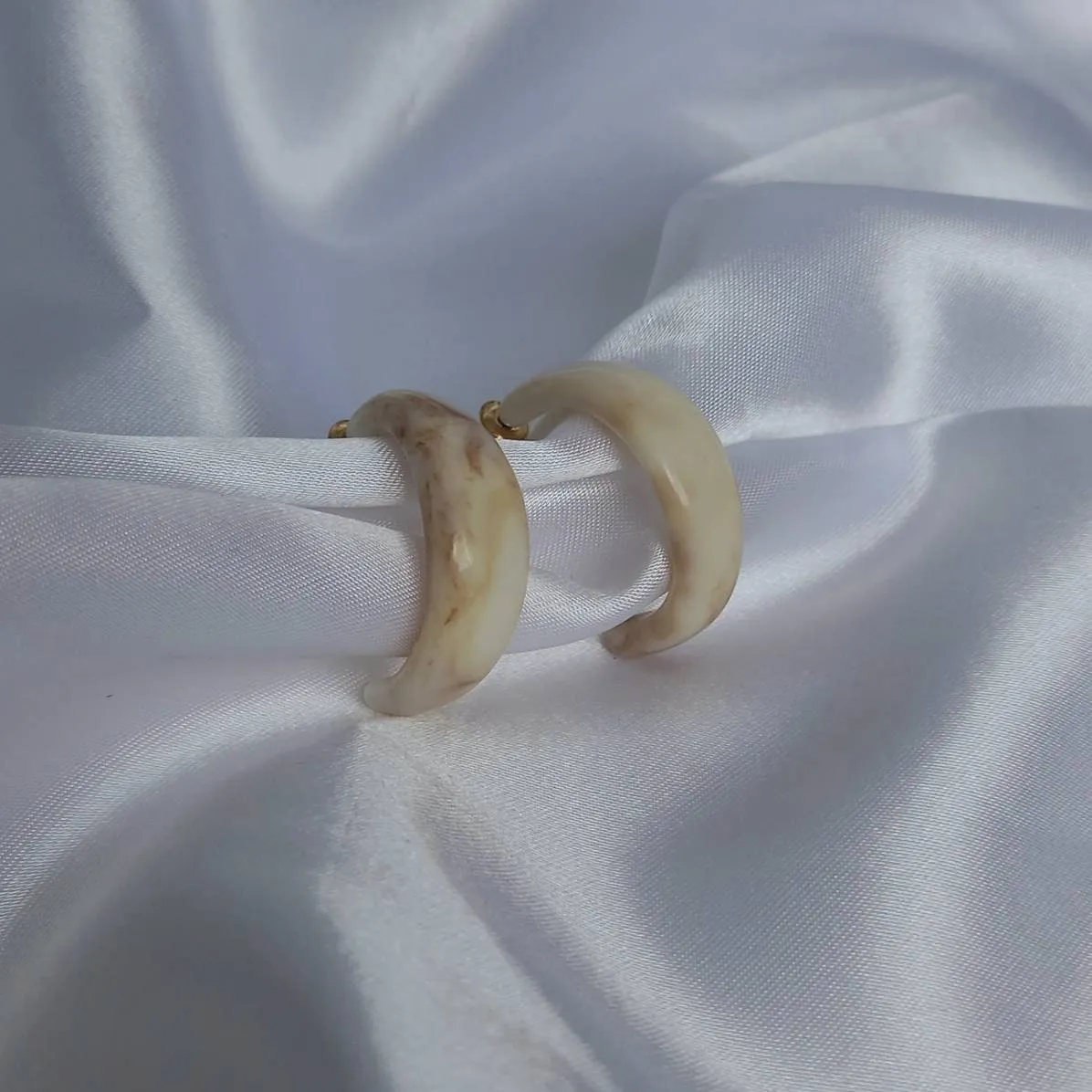 Chunky Beige Resin Hoop Earrings - Resin Earrings, Chunky Hoop Earrings, Thick Resin Earrings, Earrings In The UK, Hoop Earrings In The UK