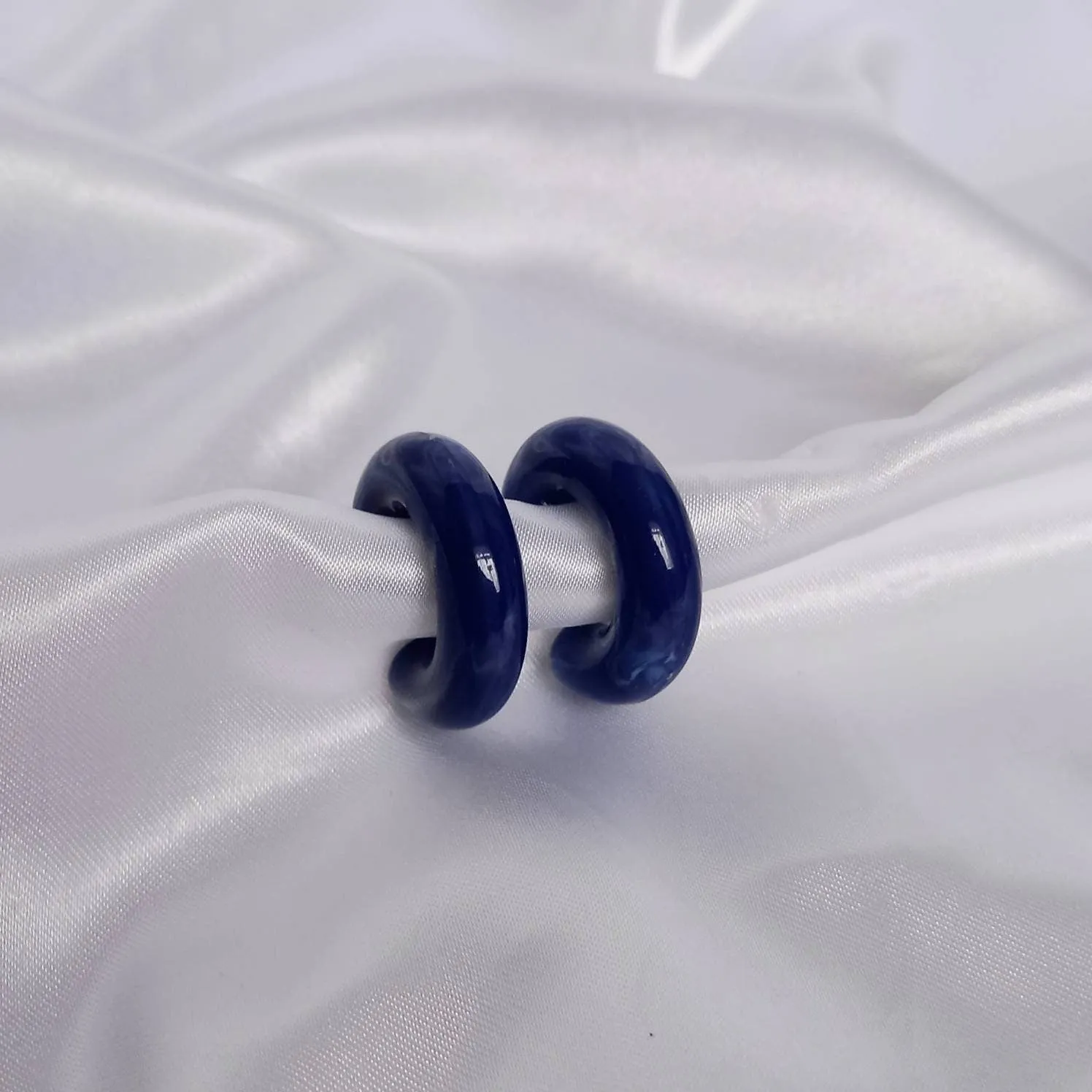 Chunky Blue Resin Hoop Earrings -  Resin Earrings, Chunky Hoop Earrings, Thick Resin Earrings, Earrings In The UK, Hoop Earrings In The UK