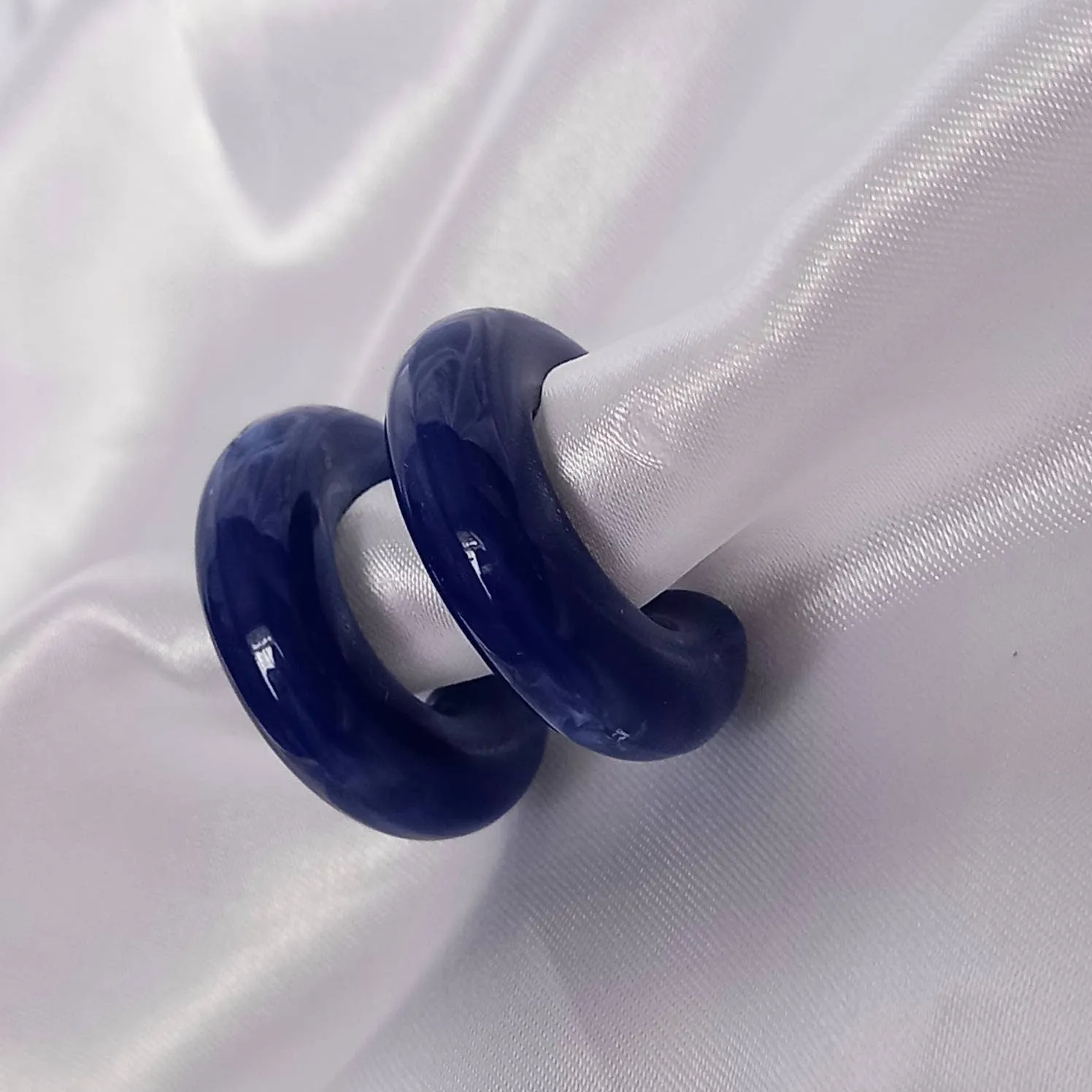 Chunky Blue Resin Hoop Earrings -  Resin Earrings, Chunky Hoop Earrings, Thick Resin Earrings, Earrings In The UK, Hoop Earrings In The UK