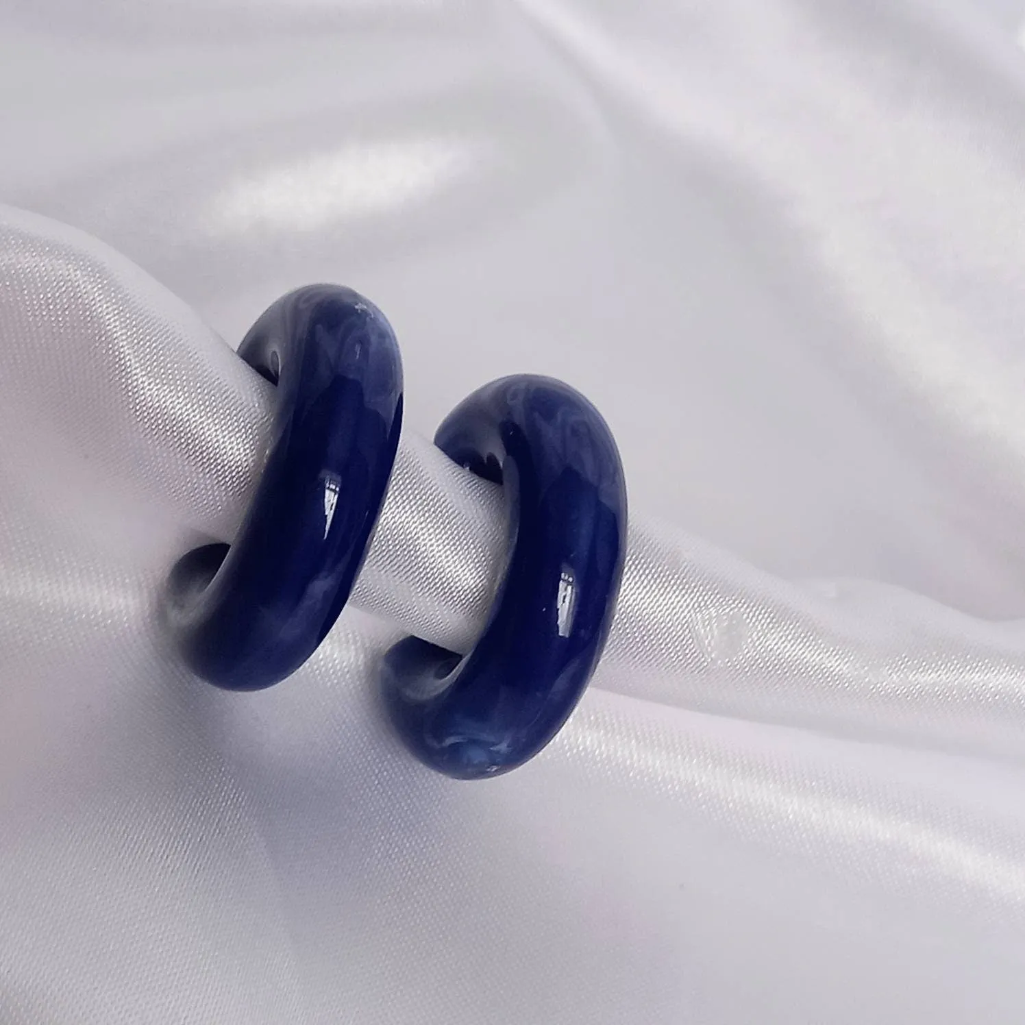 Chunky Blue Resin Hoop Earrings -  Resin Earrings, Chunky Hoop Earrings, Thick Resin Earrings, Earrings In The UK, Hoop Earrings In The UK