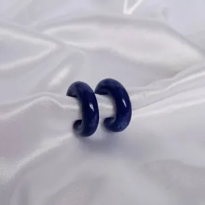 Chunky Blue Resin Hoop Earrings -  Resin Earrings, Chunky Hoop Earrings, Thick Resin Earrings, Earrings In The UK, Hoop Earrings In The UK